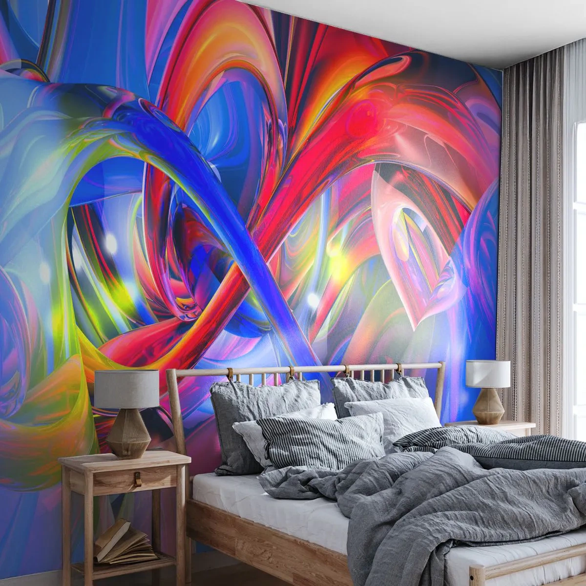 Fototapet Premium Sand - En dans af farver - Abstraktion, 3D, Grafik - 100x70 cm