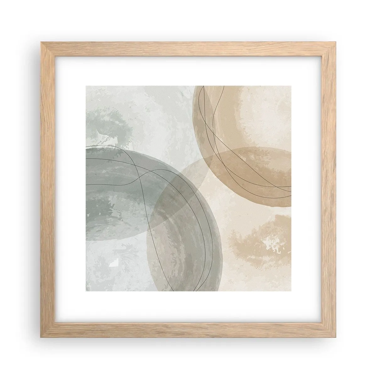 Plakat i ramme af lyst egetræ - Gennemtrængning af verdener - 30x30 cm