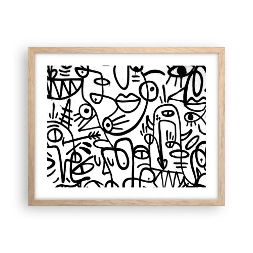 Plakat i ramme af lyst egetræ - Ansigter og luftspejlinger - 50x40 cm