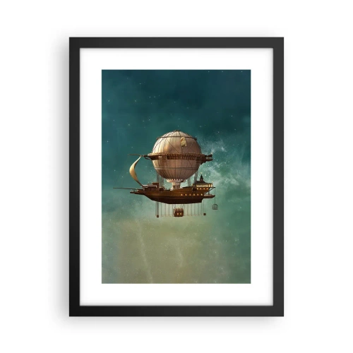 Plakat i sort ramme - Jules Verne hilser - 30x40 cm