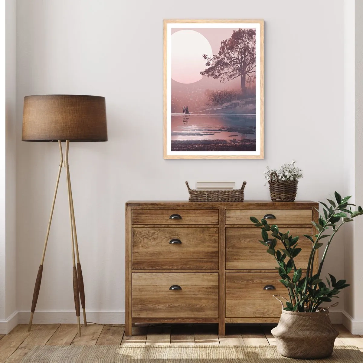 Plakat i ramme af lyst egetræ - Natlige mærkværdigheder - 61x91 cm