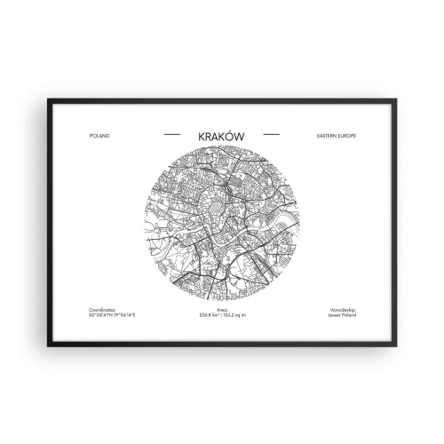 Plakat i sort ramme - Krakows anatomi - 100x70 cm