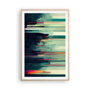 Plakat i ramme af lyst egetræ - Futuristisk by - 61x91 cm