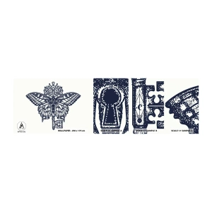 Prøve Fototapet Selvklæbende Deluxe Sticker - Alle hjertets hemmeligheder - Abstraktion, Sommerfugl, Nøgle - 100x30 cm