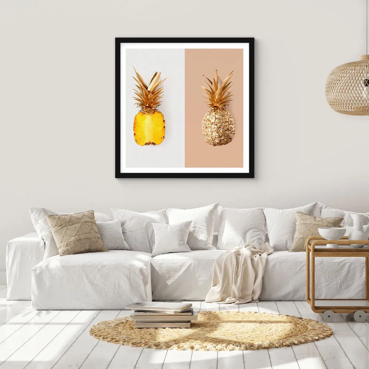Plakat i sort ramme - Ananas til os - 60x60 cm