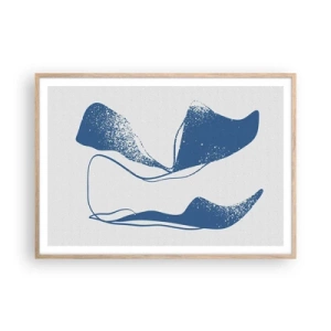 Plakat i ramme af lyst egetræ - Bevinget abstraktion - 100x70 cm