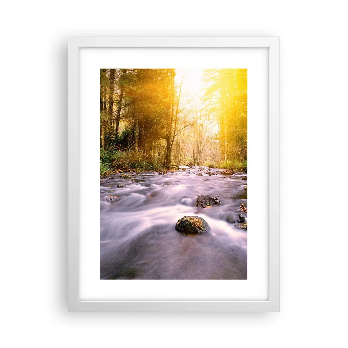 Plakat i hvid ramme - Malachit i sølv- og guldfatning - 30x40 cm