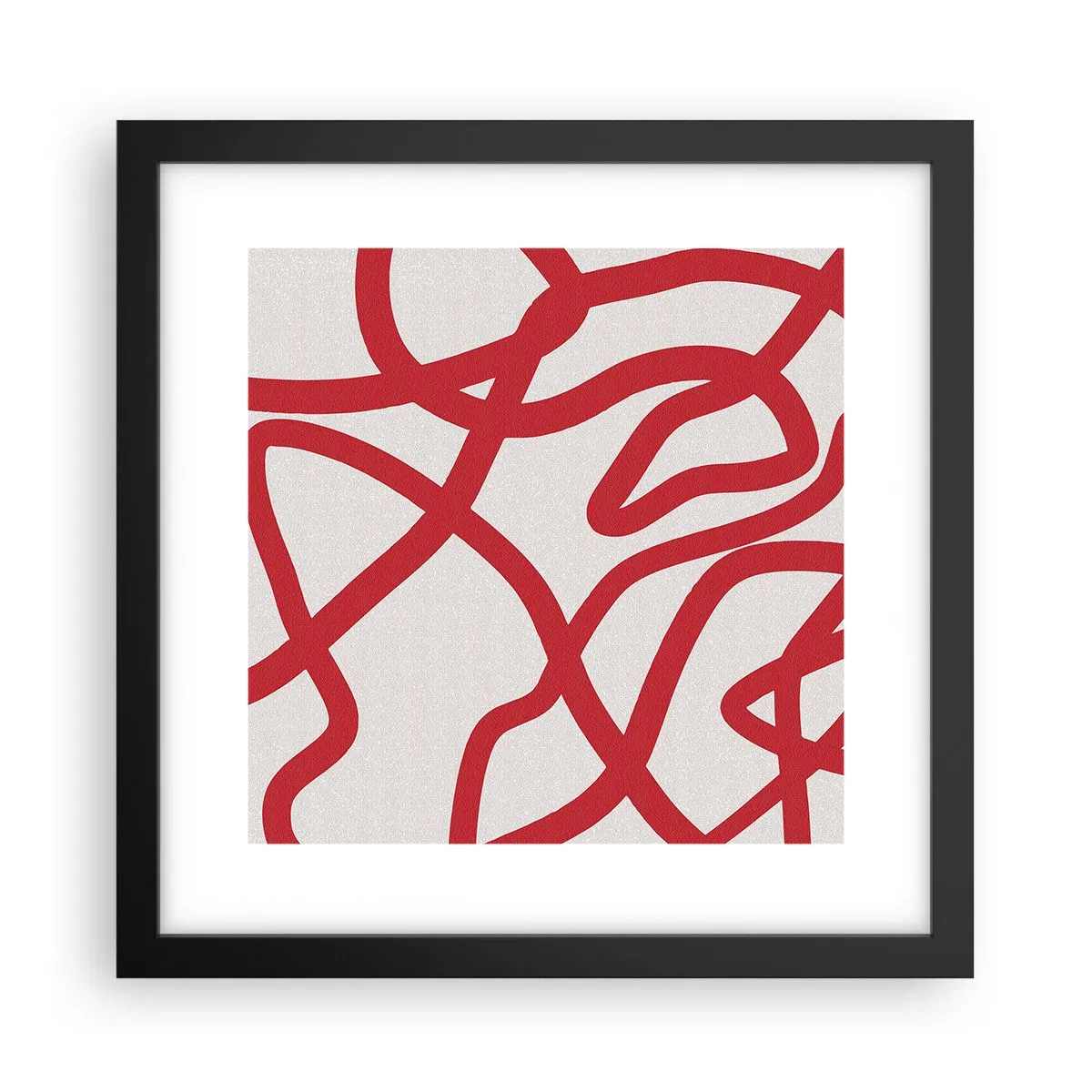 Plakat i sort ramme - Rød på hvid - 30x30 cm