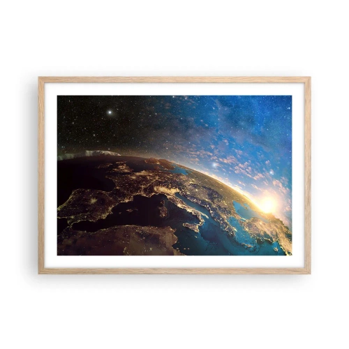 Plakat i ramme af lyst egetræ - Lad os se på hinanden på afstand - 70x50 cm