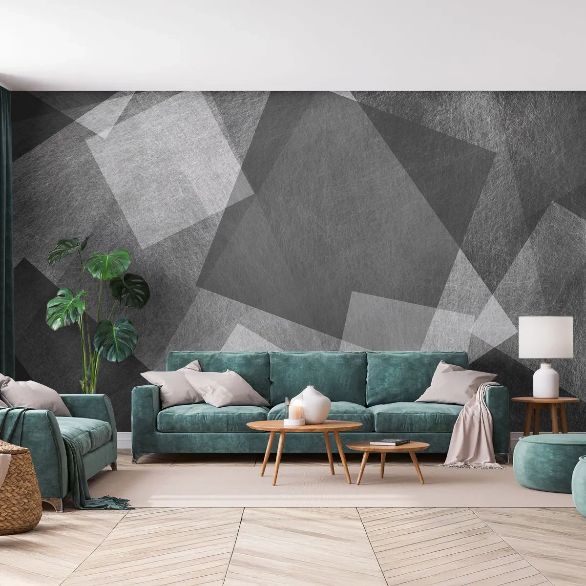 Fototapet Standard Eco - Et evigt symbol på bestandighed og orden - Abstraktion, Stykke, Sort og hvid - 300x210 cm