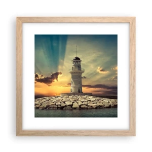 Plakat i ramme af lyst egetræ - Lys - Godhed - Skønhed - 30x30 cm