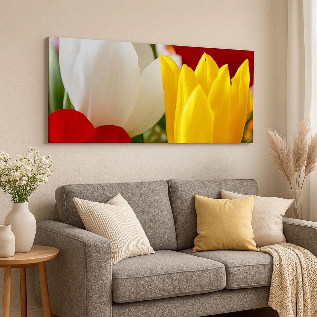 Lærredstryk - Billede på lærred - Tulipanfeber - 100x40 cm