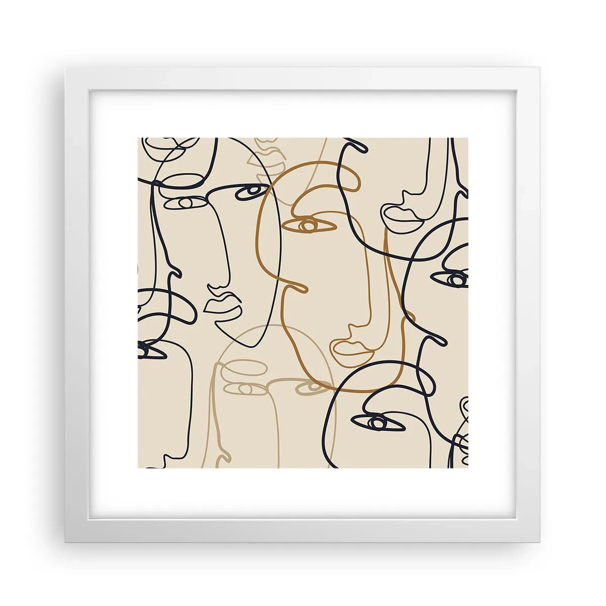 Plakat i hvid ramme - Portræt ganget med hinanden - 30x30 cm