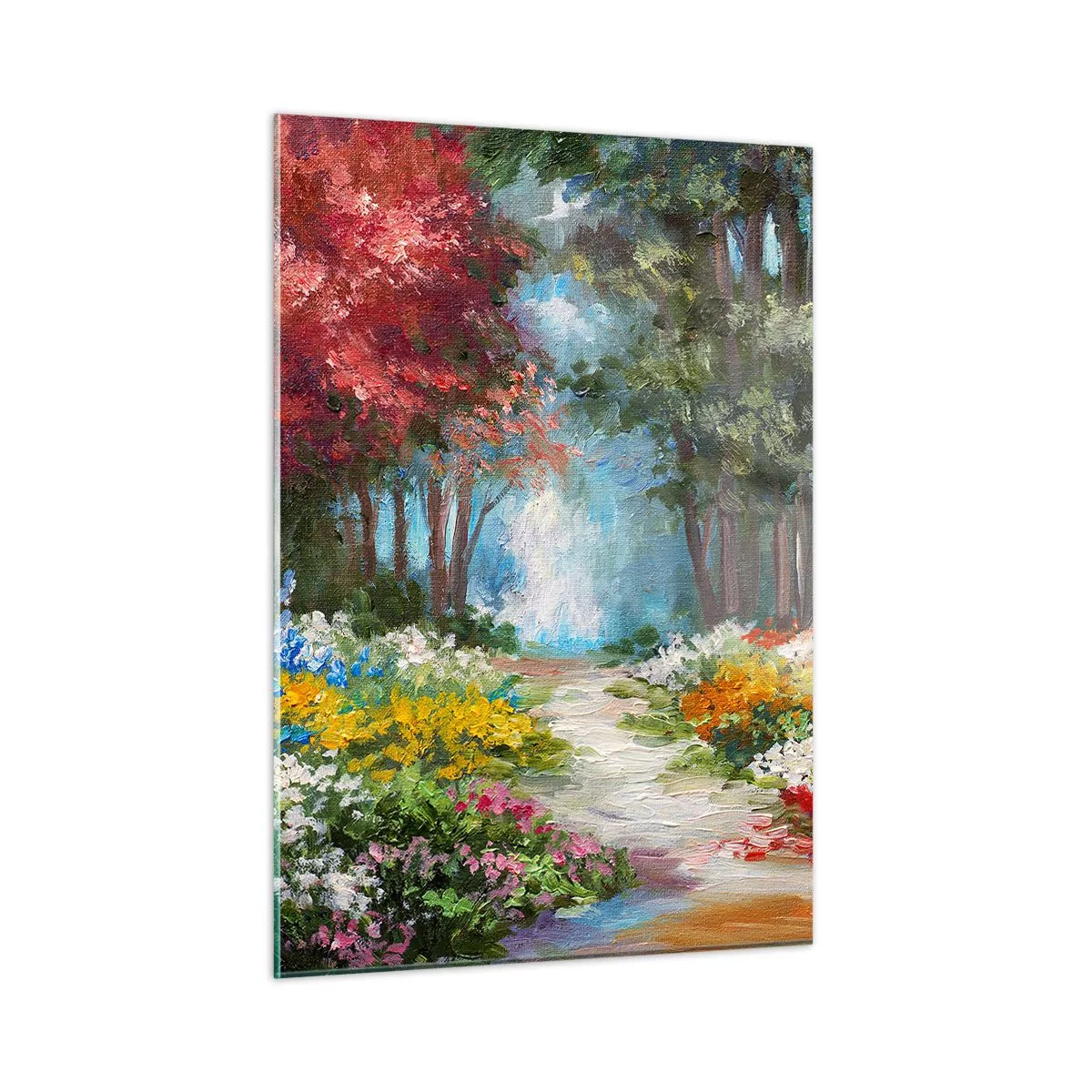 Billede på glas - Skovhave, blomsterskov - 50x70 cm