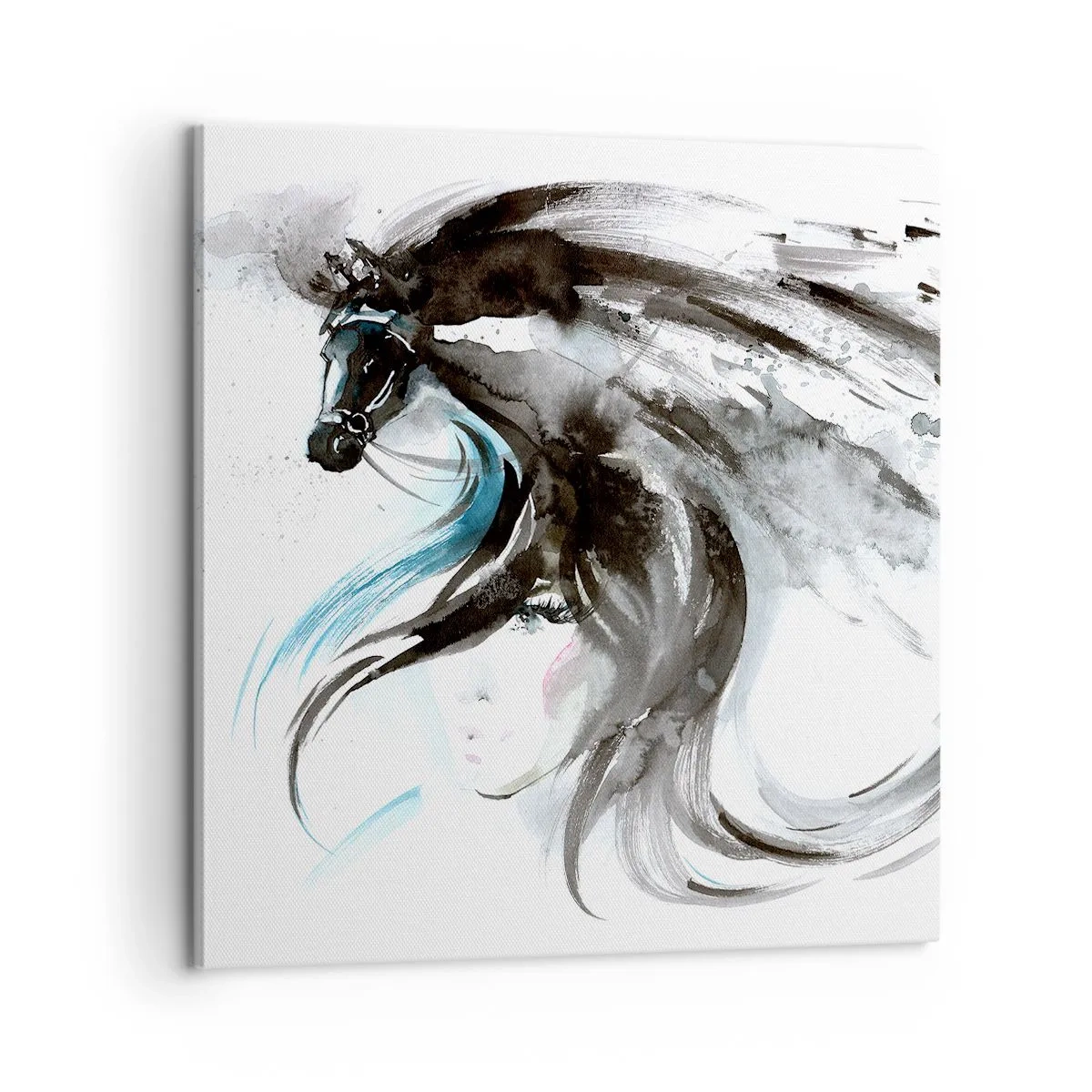 Lærredstryk - Billede på lærred - Den sorte prins' galop - 60x60 cm