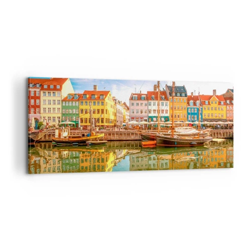Lærredstryk - Billede på lærred - Over vand så glat som et spejl - 100x40 cm