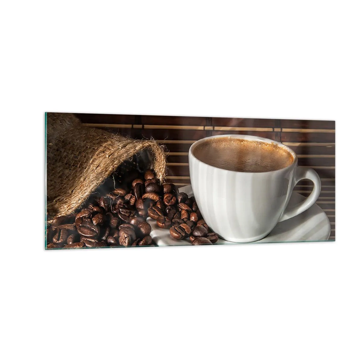 Billede på glas - Kulets sorthed, ravets gennemsigtighed - 100x40 cm