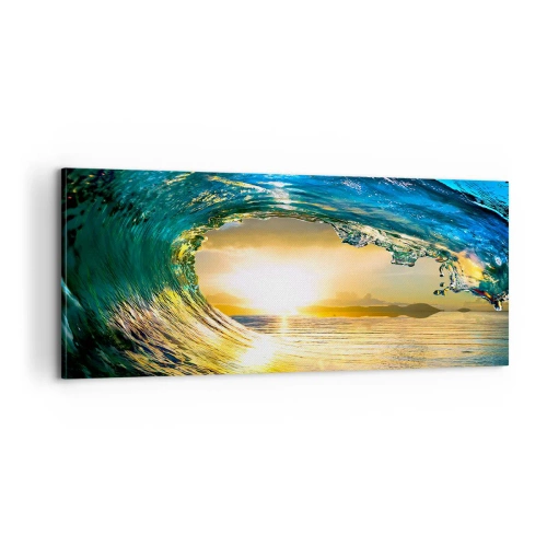 Lærredstryk - Billede på lærred - I smaragdgylden krystal - 100x40 cm