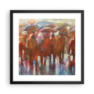 Plakat i sort ramme - Lige i regn og tåge - 40x40 cm