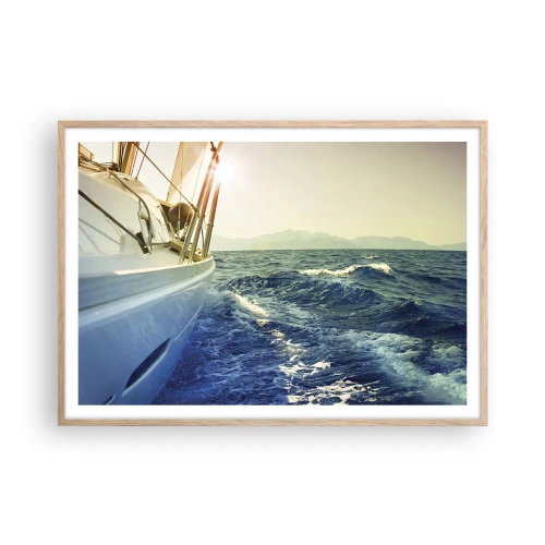 Plakat i ramme af lyst egetræ - For eventyr - 100x70 cm