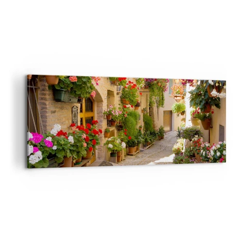 Lærredstryk - Billede på lærred - I en strøm af blomster - 100x40 cm