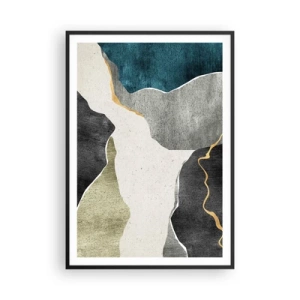 Plakat i sort ramme - Mosaikkomposition med en streng af guld - 70x100 cm