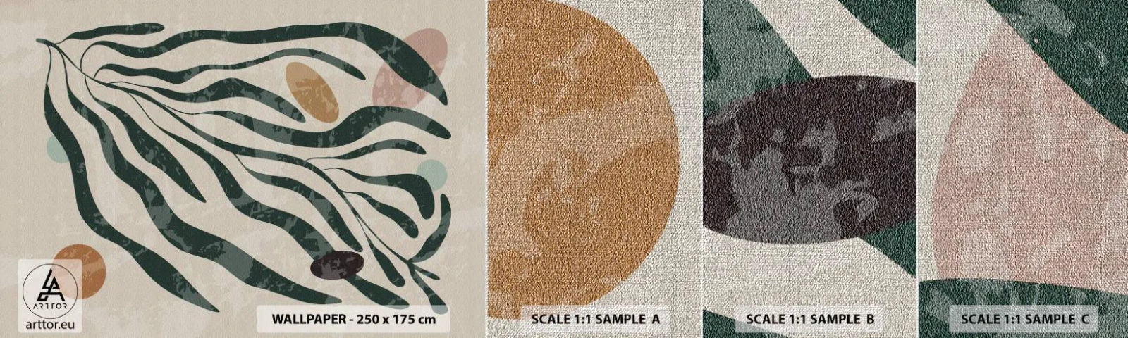 Prøve Fototapet Premium Canvas - Blandt det grønne - Boho, Plante, Moderne - 100x30 cm