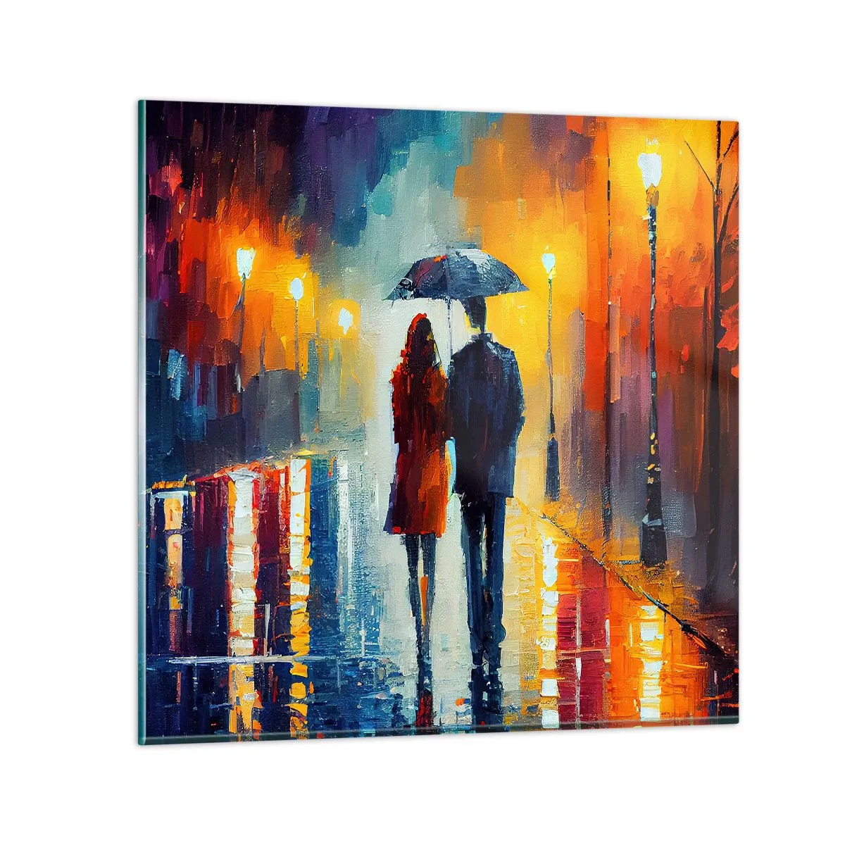 Billede på glas - Sammen - en farverig nat - 40x40 cm