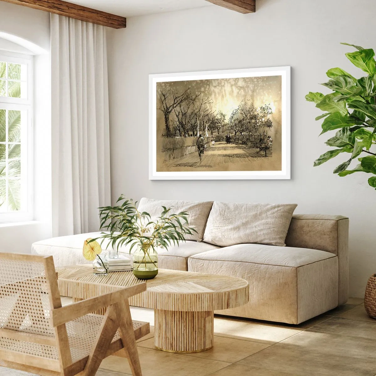 Plakat i hvid ramme - Et øjeblik med fjer - 40x30 cm