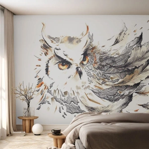 Fototapet Standard Eco - Hun kom fra den magiske verden - Fugl, Ugle, Grafik - 250x175 cm