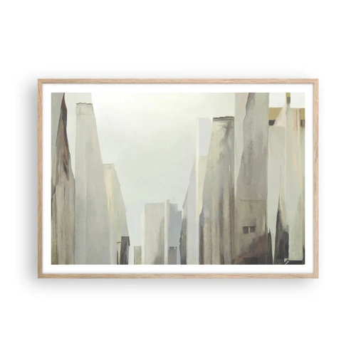 Plakat i ramme af lyst egetræ - En drøm om byen - 100x70 cm