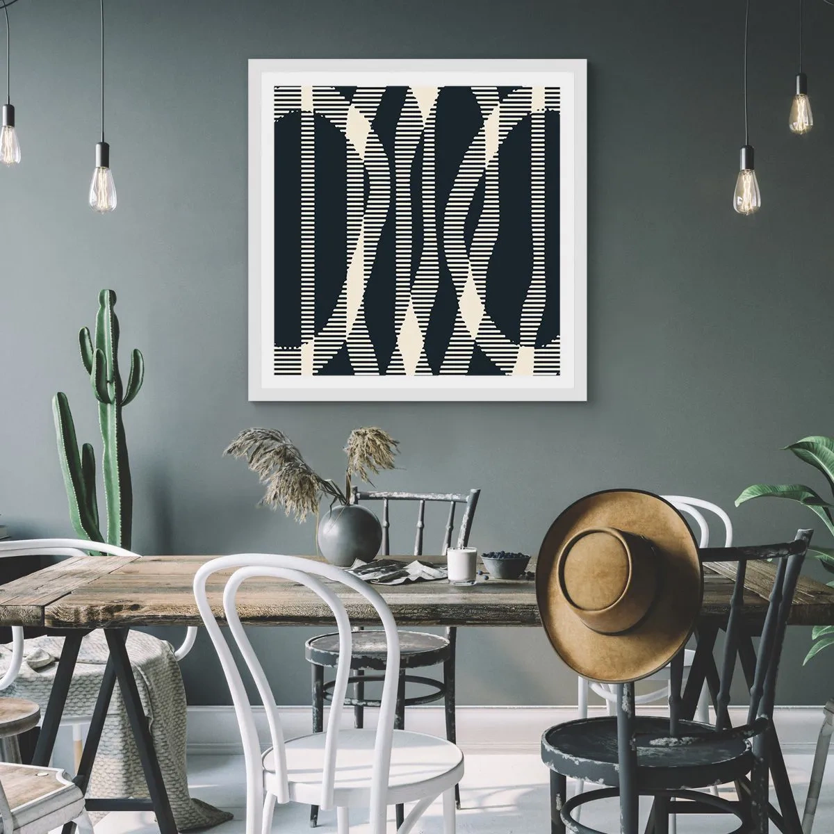 Plakat i hvid ramme - Forsøg på at bryde igennem mørket - 40x40 cm