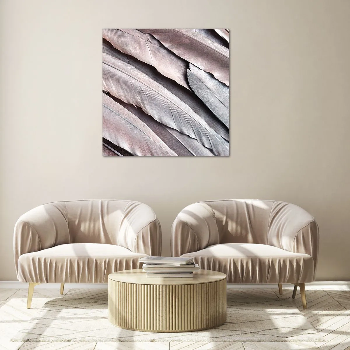 Billede på glas - I lyserødt sølv - 60x60 cm