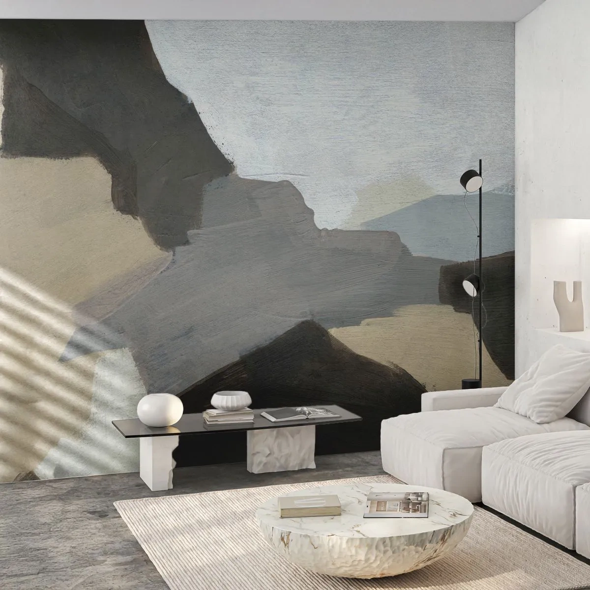 Fototapet Premium Sand - Abstraktion: afsked med det grå - Abstraktion, Stykke, Maling - 300x210 cm