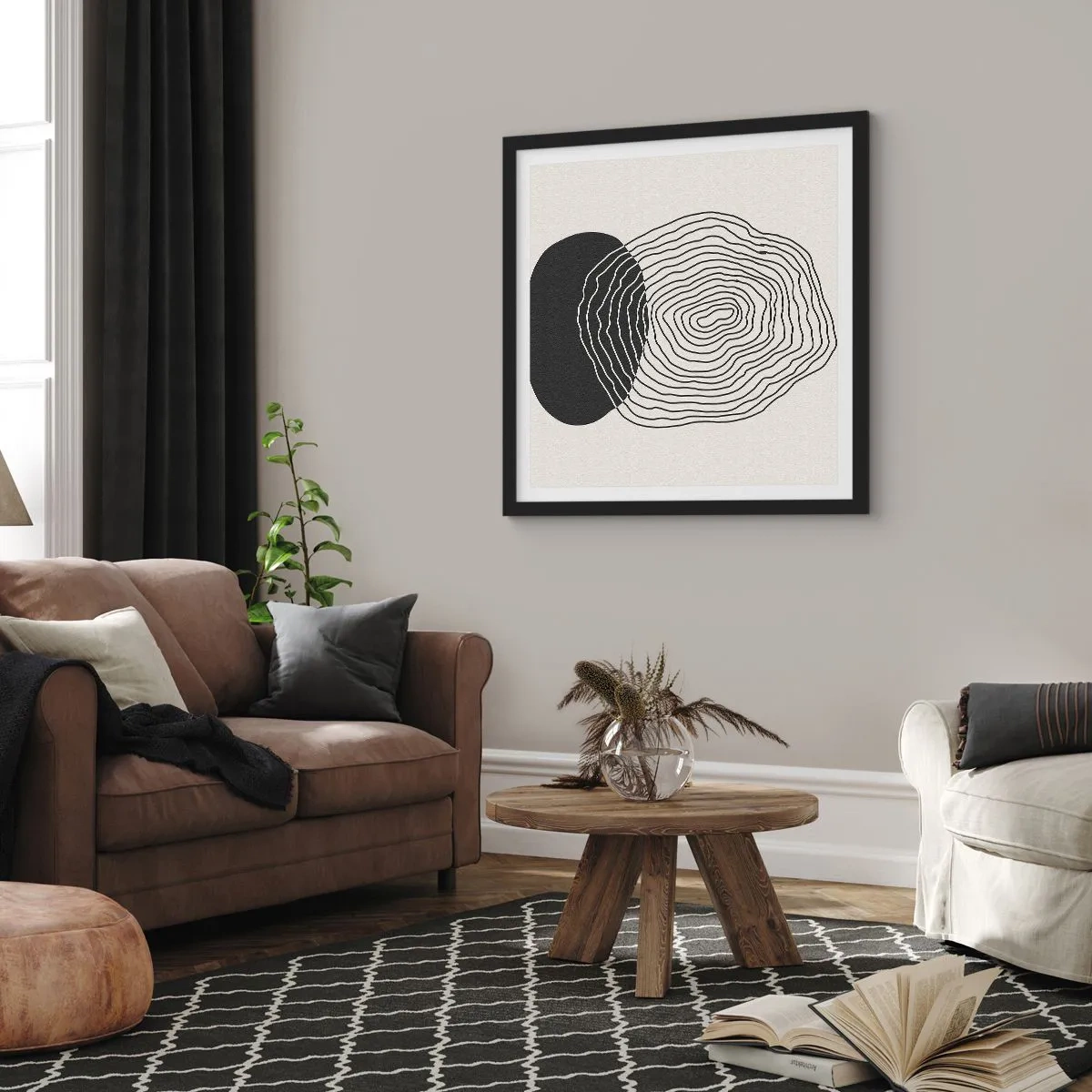 Plakat i sort ramme - Varighed og vibration - 50x50 cm