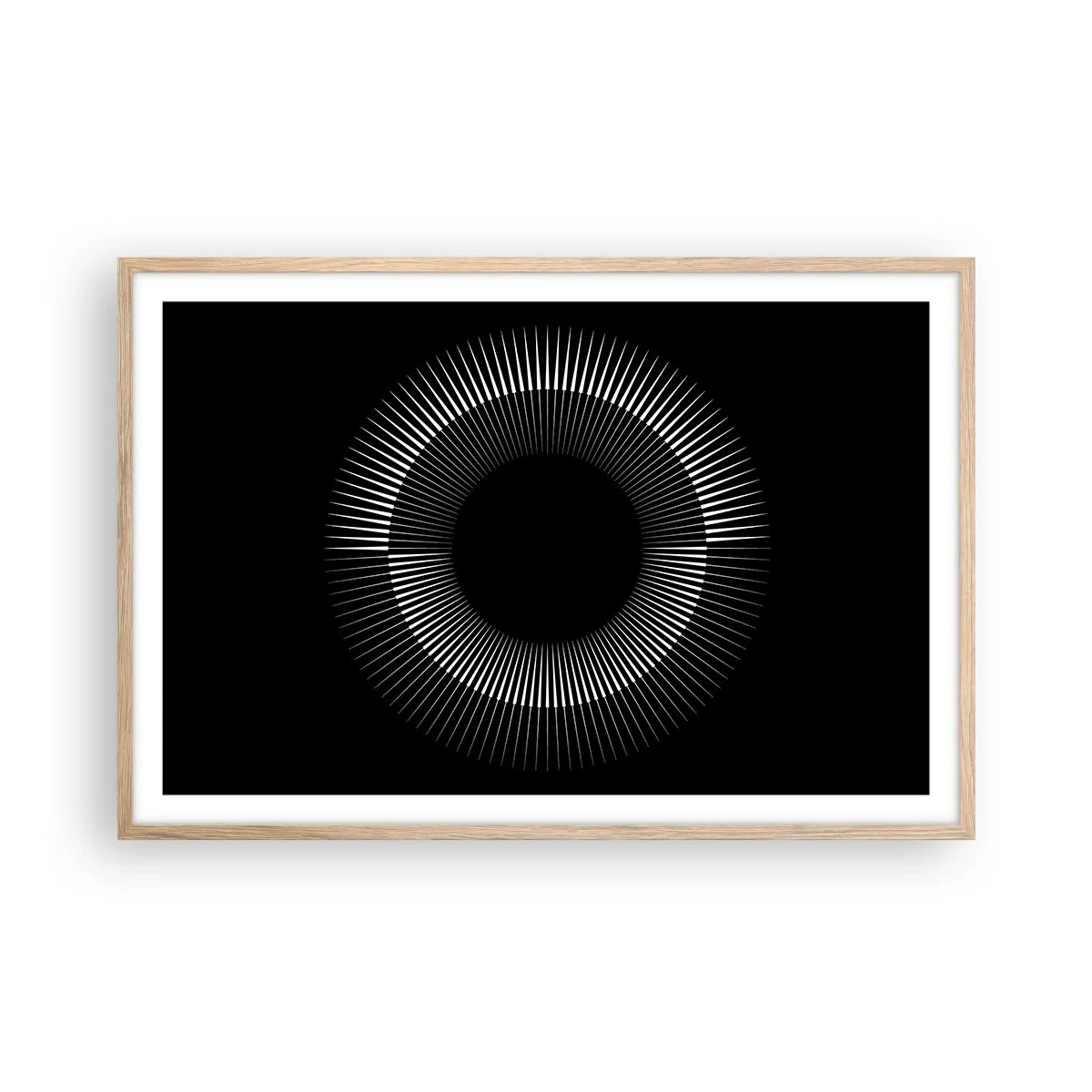 Plakat i ramme af lyst egetræ - Sort sol - 91x61 cm