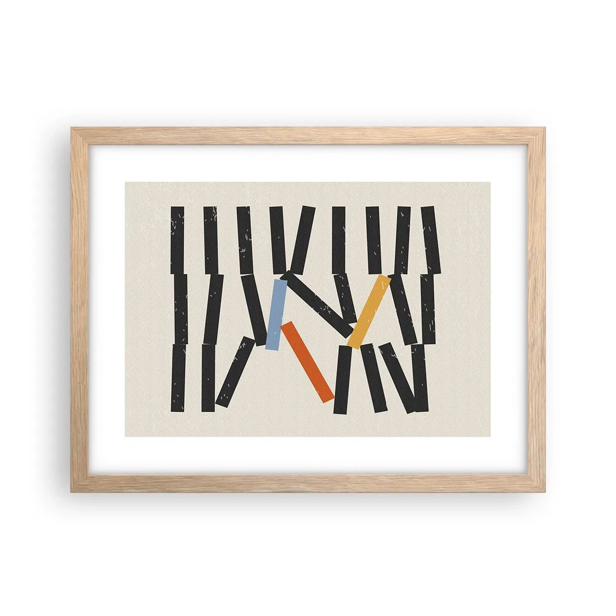 Plakat i ramme af lyst egetræ - Dominoer - komposition - 40x30 cm