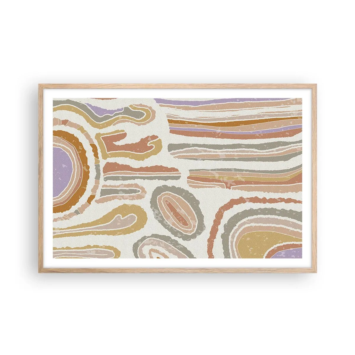 Plakat i ramme af lyst egetræ - Farverige tværsnit - 91x61 cm