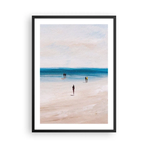 Plakat i sort ramme - Minimalistisk strandscene - 50x70cm - Et naturligt behov - Moderne vægdekoration til stue og soveværelse ARTTOR