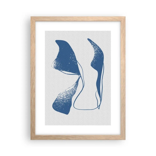 Plakat i ramme af lyst egetræ - Bevinget abstraktion - 30x40 cm