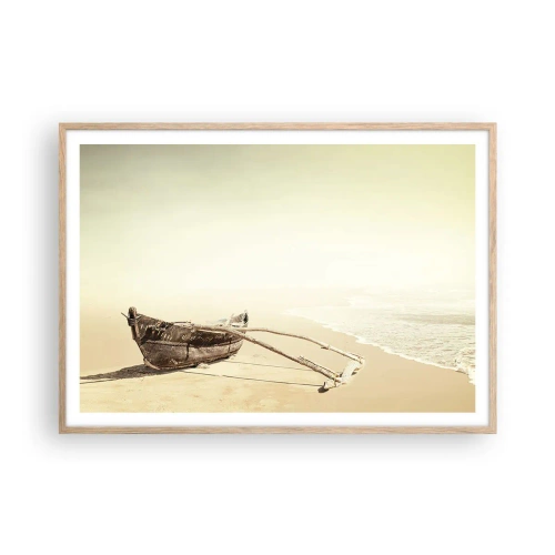 Plakat i ramme af lyst egetræ - Et minde om Sydhavet - 100x70 cm