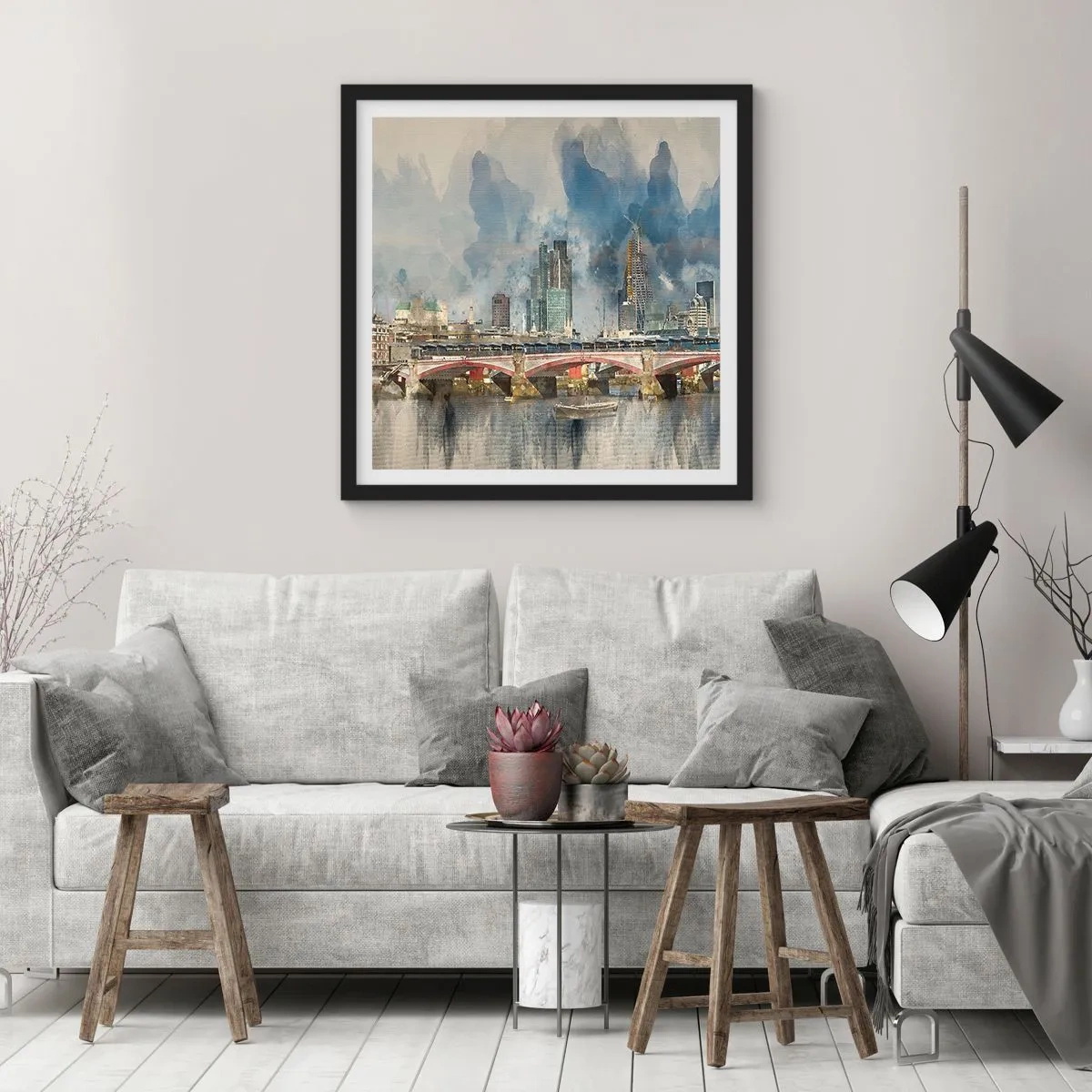 Plakat i sort ramme - London i al sin pragt - 30x30 cm