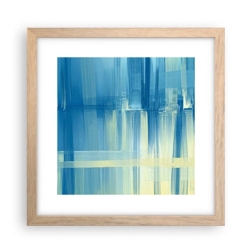 Plakat i ramme af lyst egetræ - Komposition i turkis - 30x30 cm
