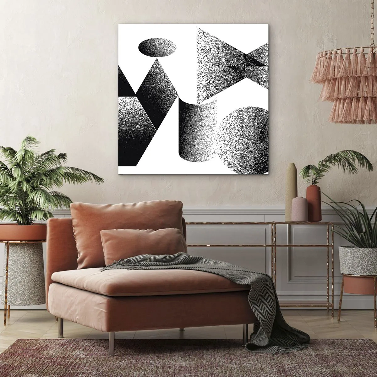 Lærredstryk - Billede på lærred - Vinkler og ovaler - 60x60 cm