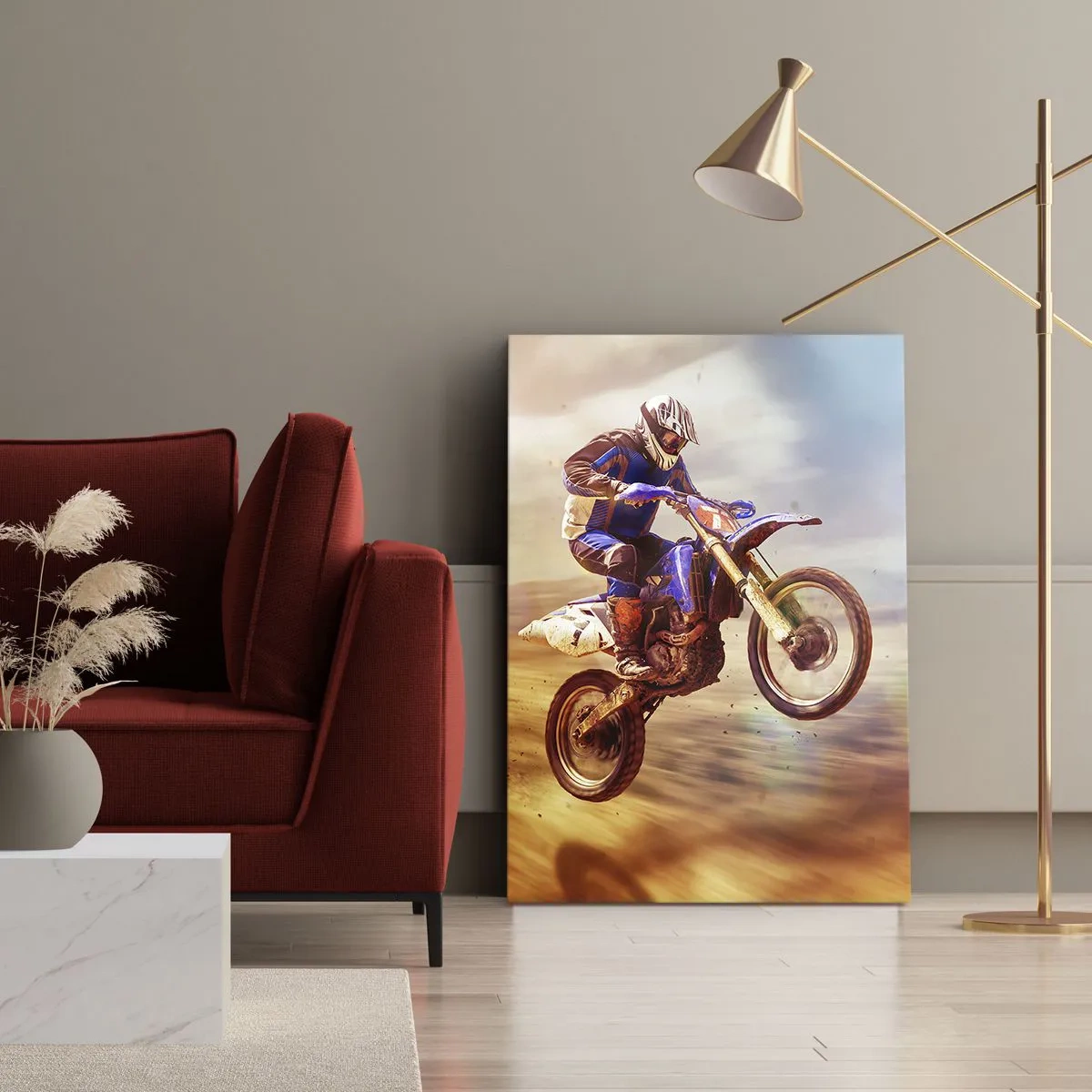 Lærredstryk - Billede på lærred - Svimmelhed på motorcykel - 45x80 cm