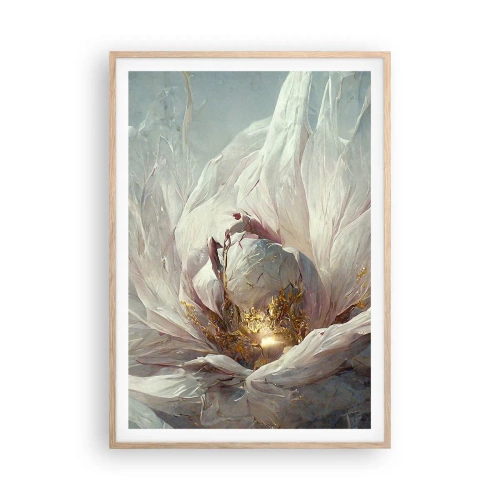 Plakat i ramme af lyst egetræ - Blomstrer en gang om hundrede år - 70x100 cm