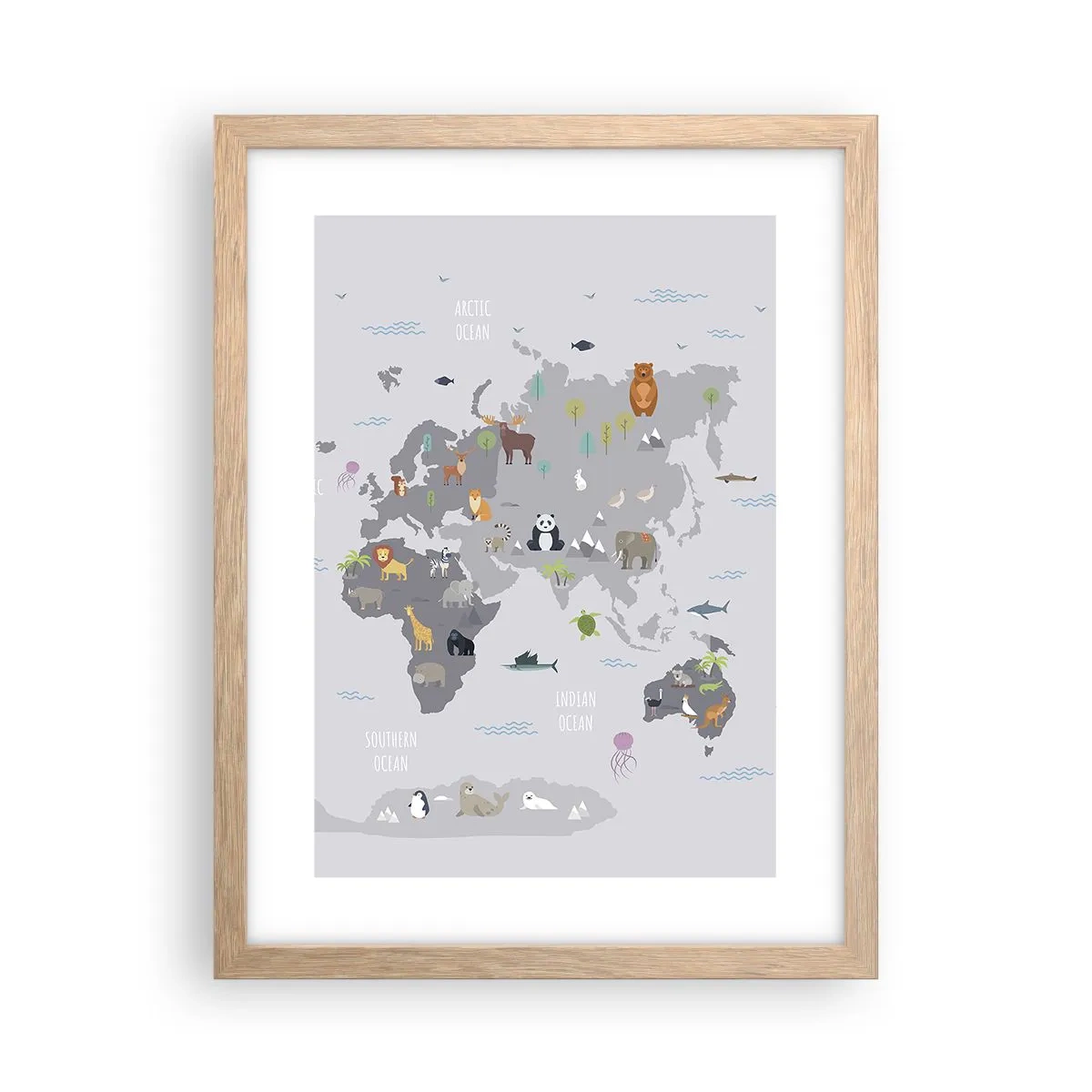 Plakat i ramme af lyst egetræ - Fortæl mig, hvor du er fra... - 30x40 cm