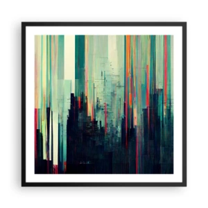 Plakat i sort ramme - Futuristisk by - 60x60 cm