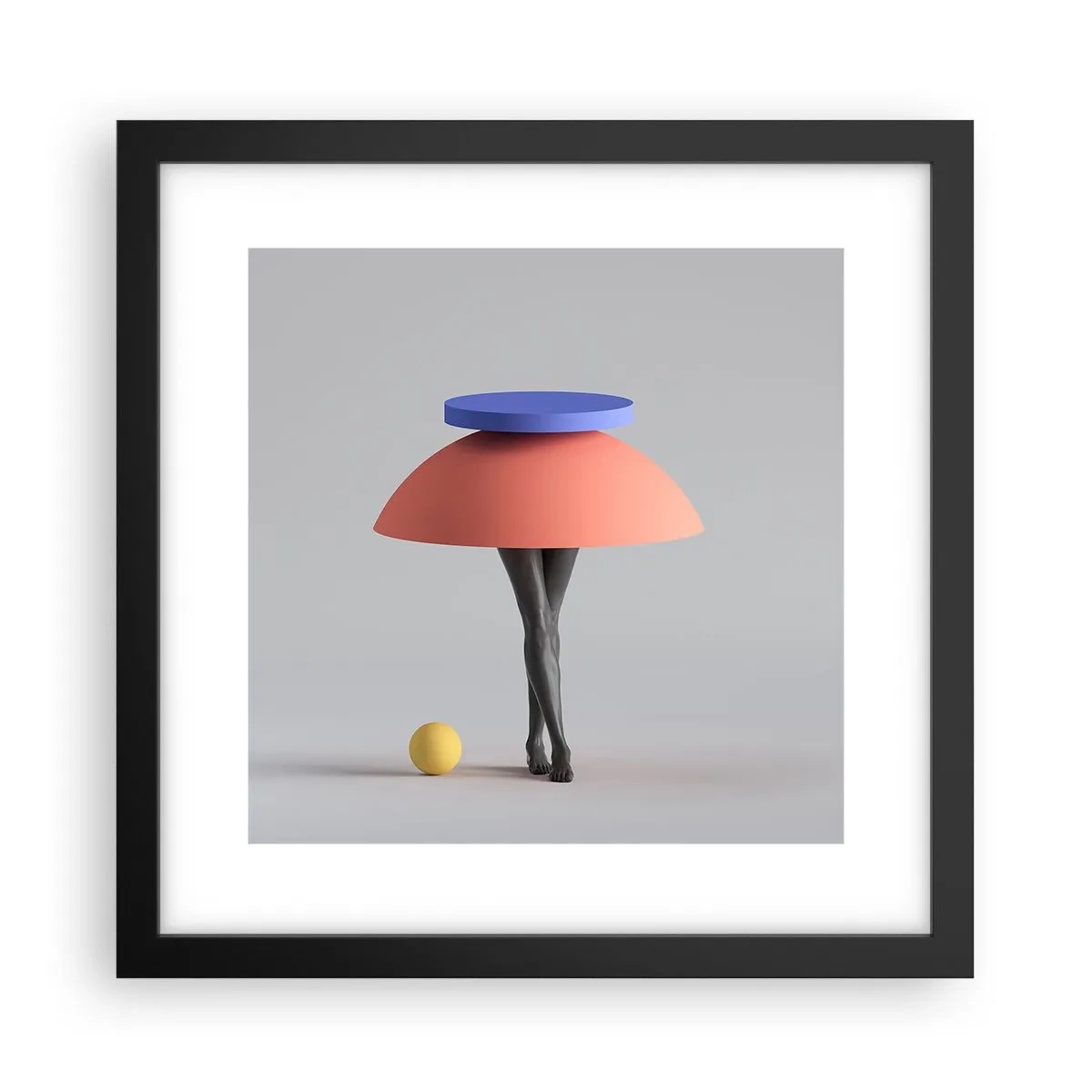 Plakat i sort ramme - Surrealistisk komposition - 30x30 cm