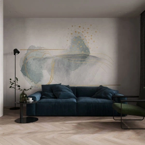 Fototapet på mål Premium Sand - Om forholdet mellem grå og guld - Abstraktion, Stykke, Interessante former